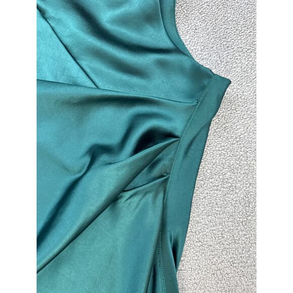 White House Black Market Satin Slip Dress Formal Sleeveless Green Size 14 - Picture 4 of 11